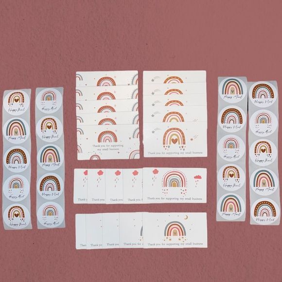 Other - Boho Rainbow 40 Piece Assorted "Thank You" Card & Sticker Set